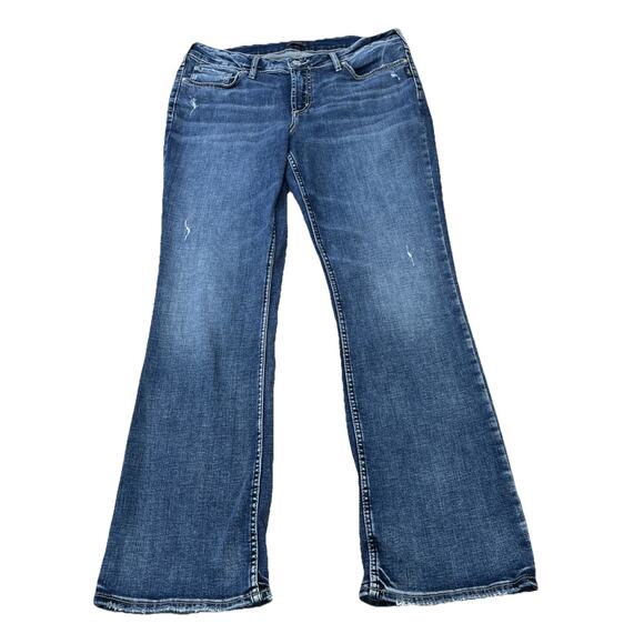 Silver Jeans Elyse Slim Boot Women’s Size 14/31 Blue Stretch Distressed Denim - Picture 1 of 16